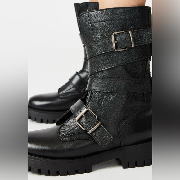 Steve Madden leather combat moto buckle boots New Size 5.5 - Picture 4 of 6